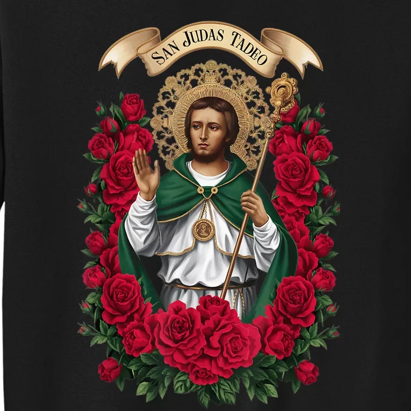 Red Roses San Judas Tadeo Con Bandera De MéXico God Sweatshirt