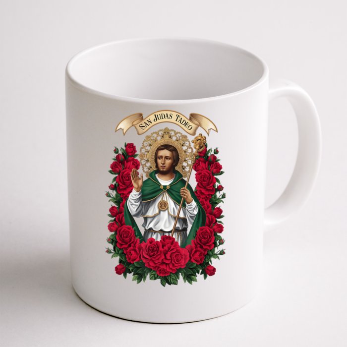 Red Roses San Judas Tadeo Con Bandera De MéXico God Front & Back Coffee Mug