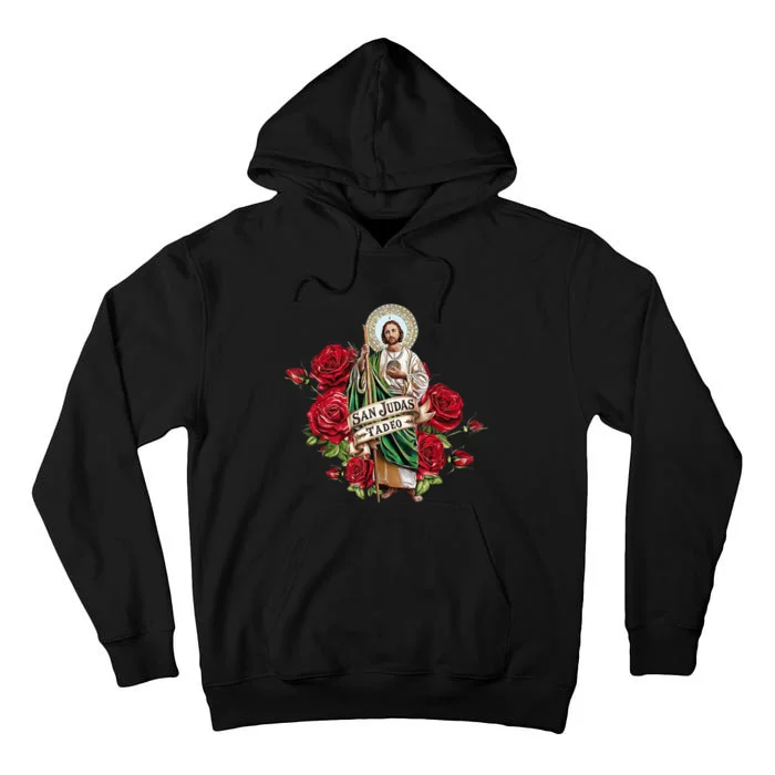 Red Roses San Judas Tadeo Con Bandera De MéXico Tall Hoodie