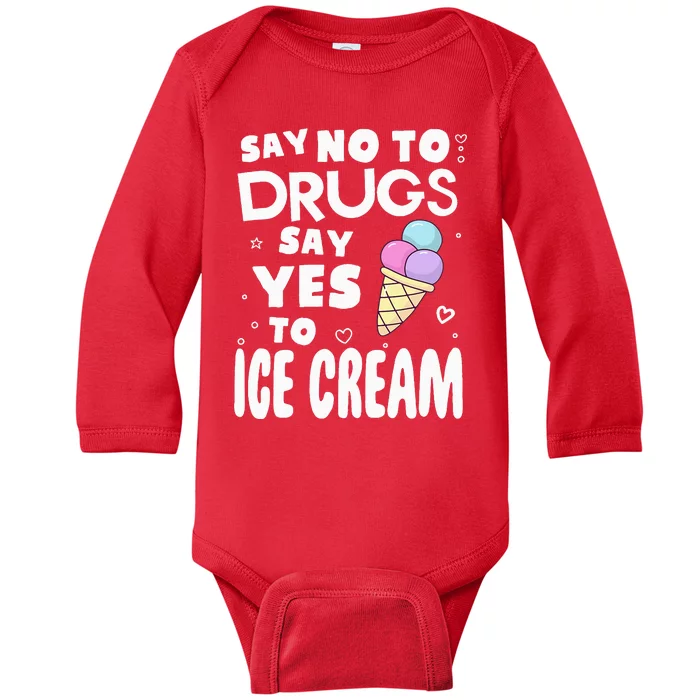 Red Ribbon Squad Week Say No To Say Yes To ICE CREAM Baby Long Sleeve Bodysuit