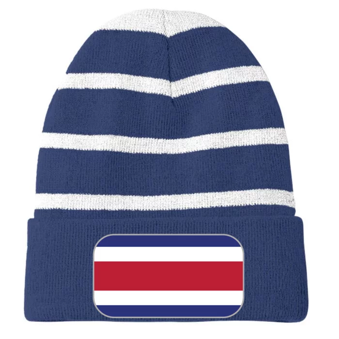 Rosta Rica Soccer Team 2022 World Cup Costa Rican Flag Striped Beanie with Solid Band