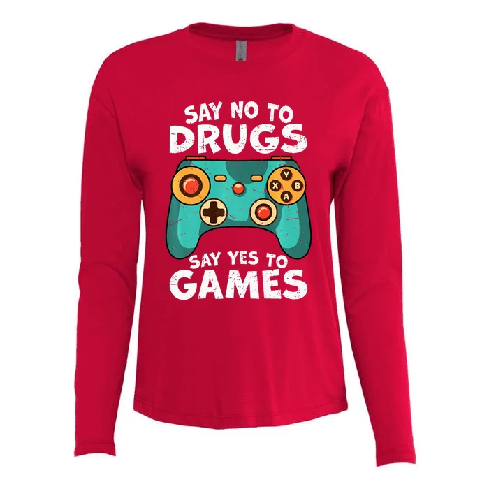 Red Ribbon Squad Week Say No to Drugs Say Yes to Video Games Womens Cotton Relaxed Long Sleeve T-Shirt