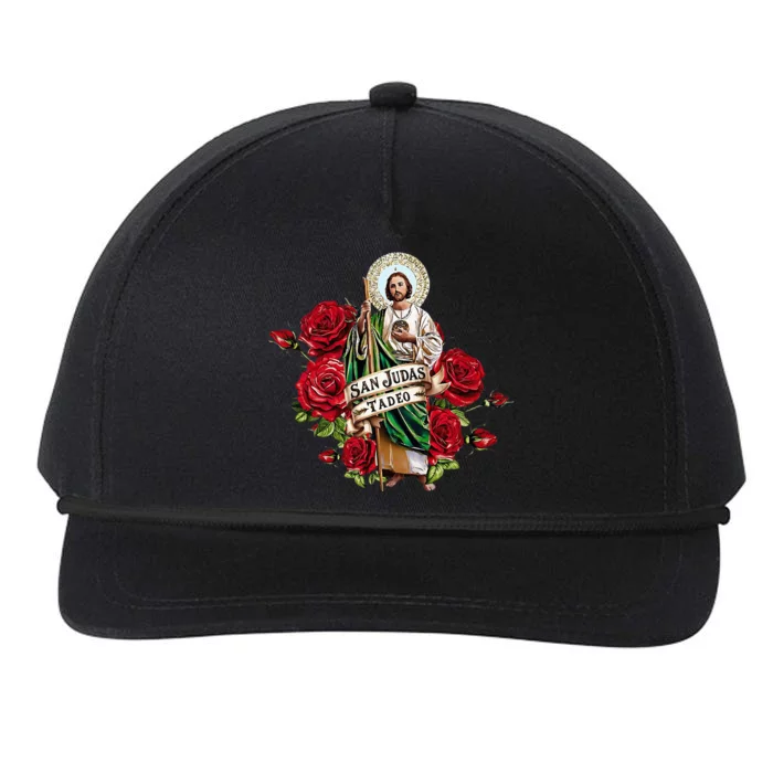 Red Roses San Judas Tadeo Con Bandera De MéXico Snapback Five-Panel Rope Hat