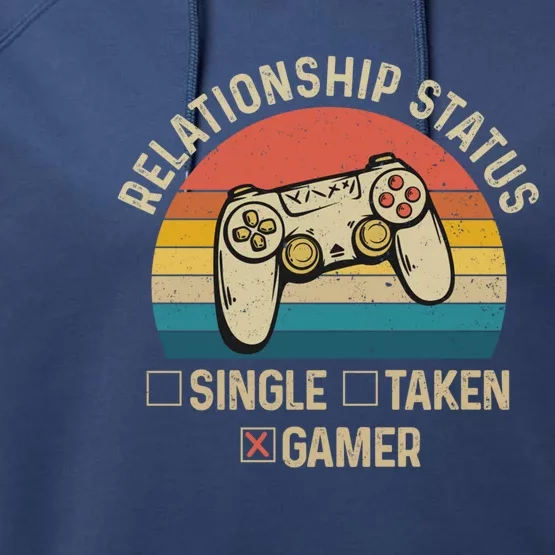 Retro Relationship Status Gamer Video Game Valentines Day Cool Gift Performance Fleece Hoodie