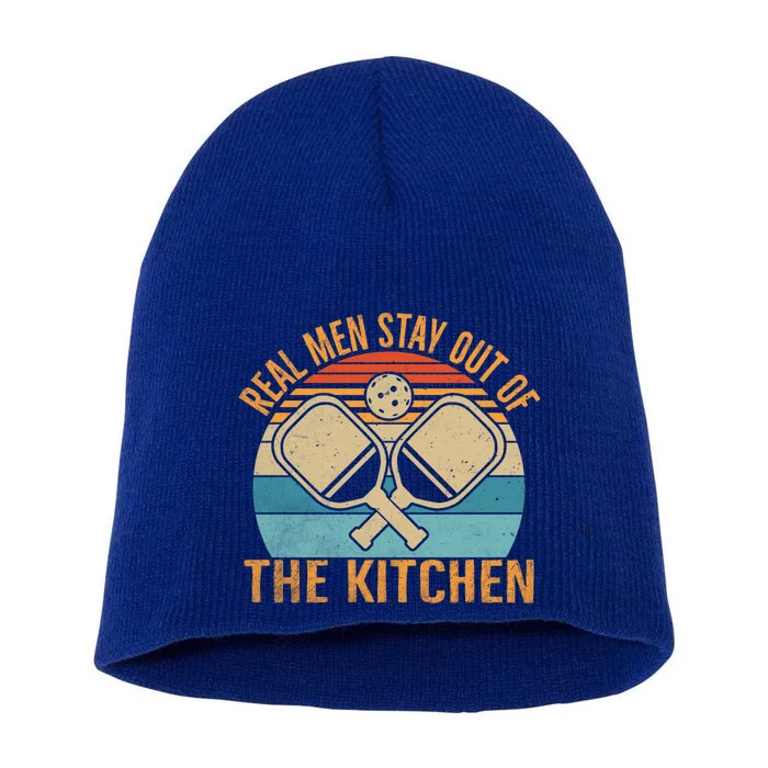 Retro Real Stay Out Of The Kitchen Funny Pickleball Gift Short Acrylic Beanie