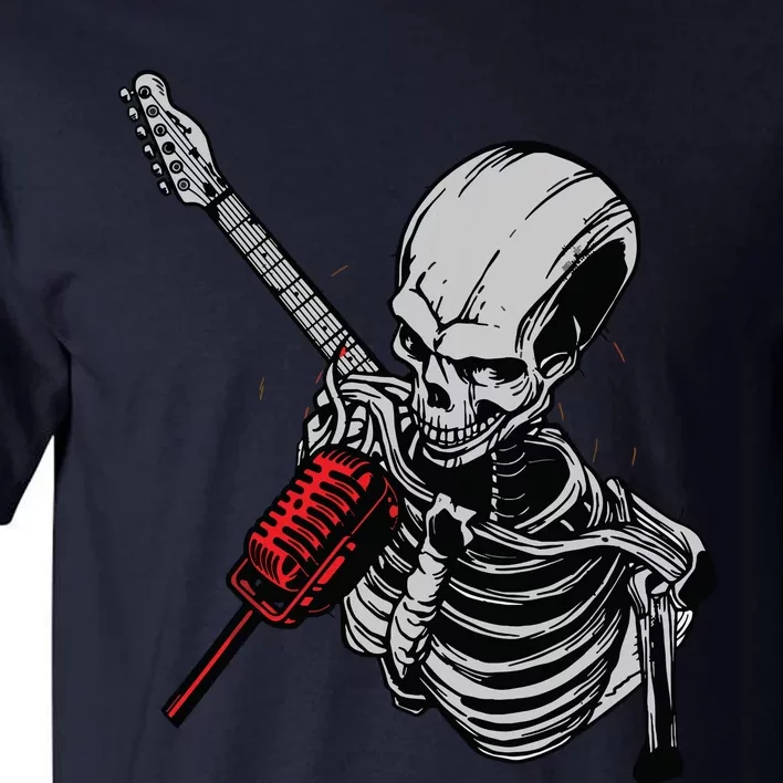 Rock Roll Skeleton Guitar Player Figurine Music Lover Tall T-Shirt