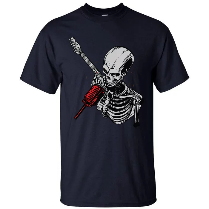 Rock Roll Skeleton Guitar Player Figurine Music Lover Tall T-Shirt