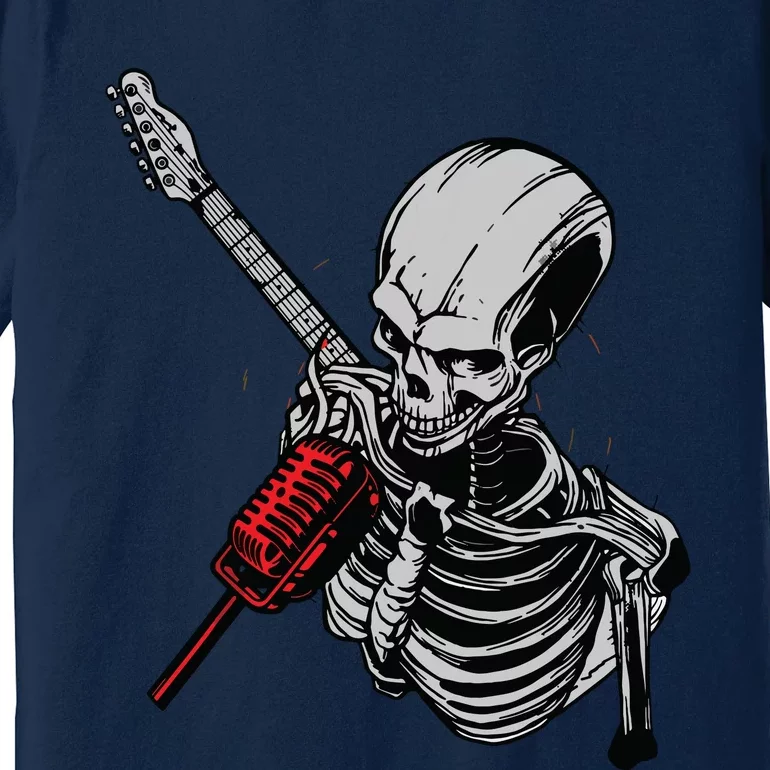 Rock Roll Skeleton Guitar Player Figurine Music Lover Premium T-Shirt