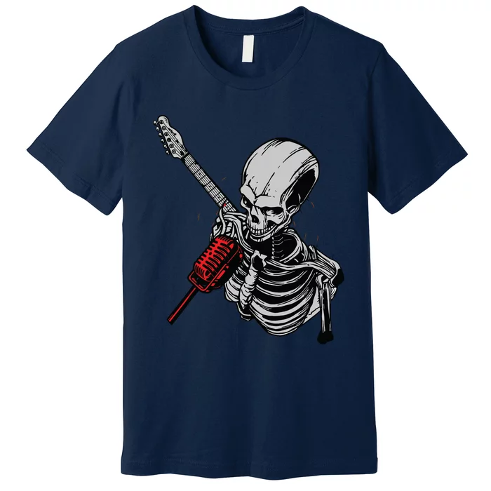 Rock Roll Skeleton Guitar Player Figurine Music Lover Premium T-Shirt