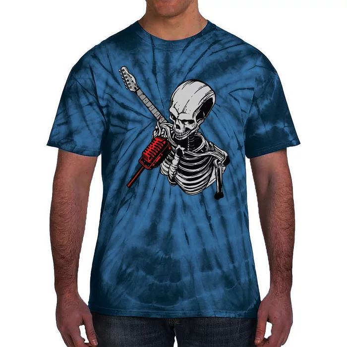 Rock Roll Skeleton Guitar Player Figurine Music Lover Tie-Dye T-Shirt