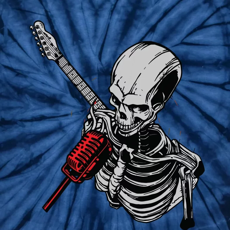 Rock Roll Skeleton Guitar Player Figurine Music Lover Tie-Dye T-Shirt