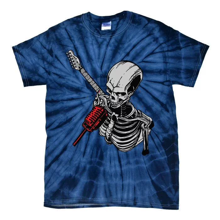 Rock Roll Skeleton Guitar Player Figurine Music Lover Tie-Dye T-Shirt