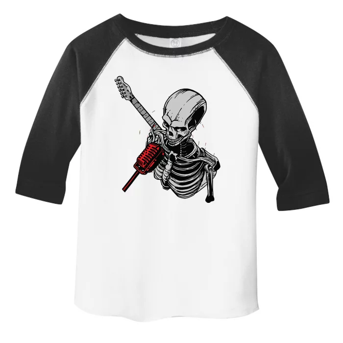 Rock Roll Skeleton Guitar Player Figurine Music Lover Toddler Fine Jersey T-Shirt