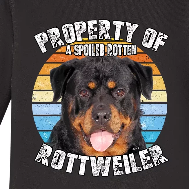 Rottweiler Rottie Smiling Retro Property Of Baby Long Sleeve Bodysuit