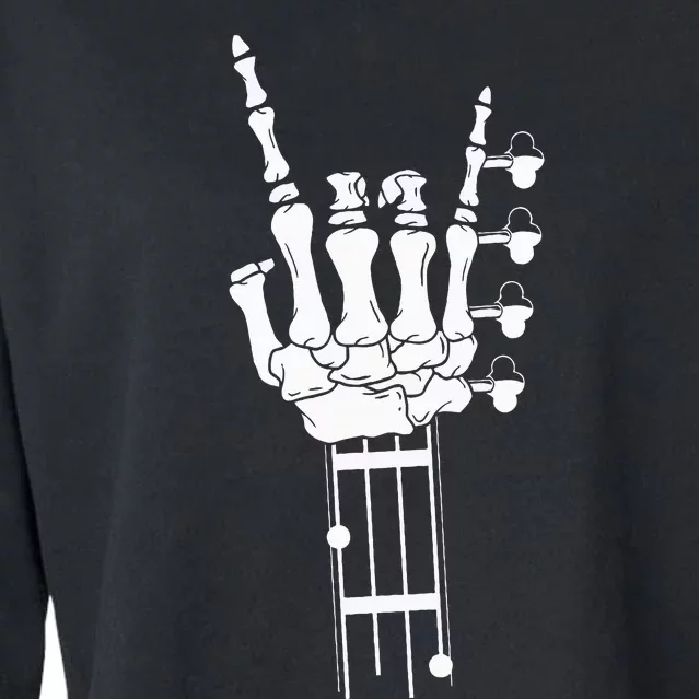 Rock & Roll Skeleton Bass Guitar Music Lover Gift Cropped Pullover Crew