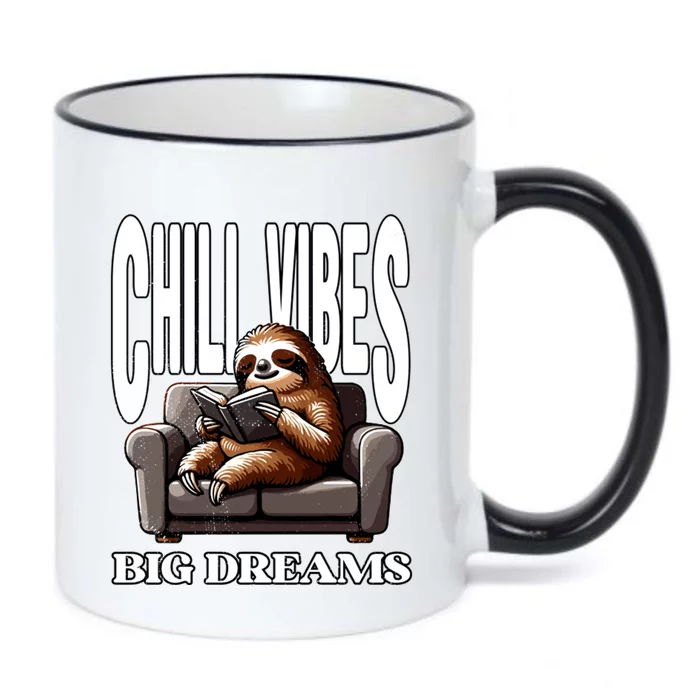 Relaxed Reader Sloth Black Color Changing Mug