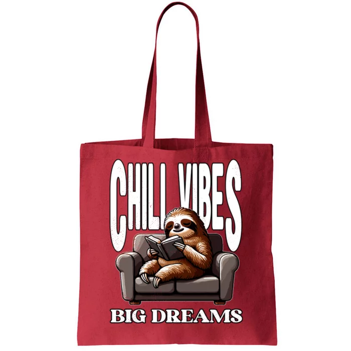 Relaxed Reader Sloth Tote Bag