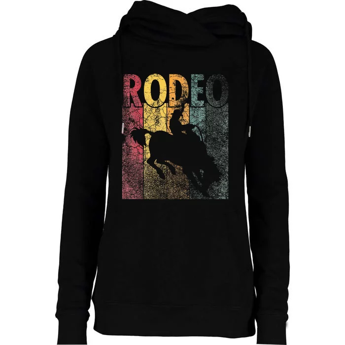 Rodeo Retro Style Cowboy Horse Riding Vintage Womens Funnel Neck Pullover Hood