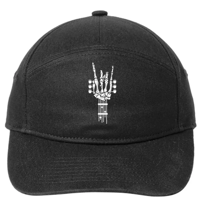 Rock & Roll Skeleton Guitar Music Lover Gift 7-Panel Snapback Hat