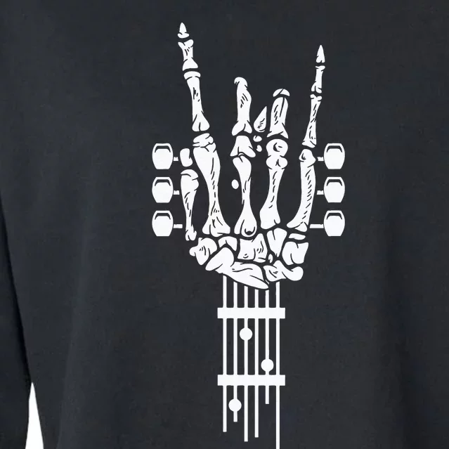 Rock & Roll Skeleton Guitar Music Lover Gift Cropped Pullover Crew