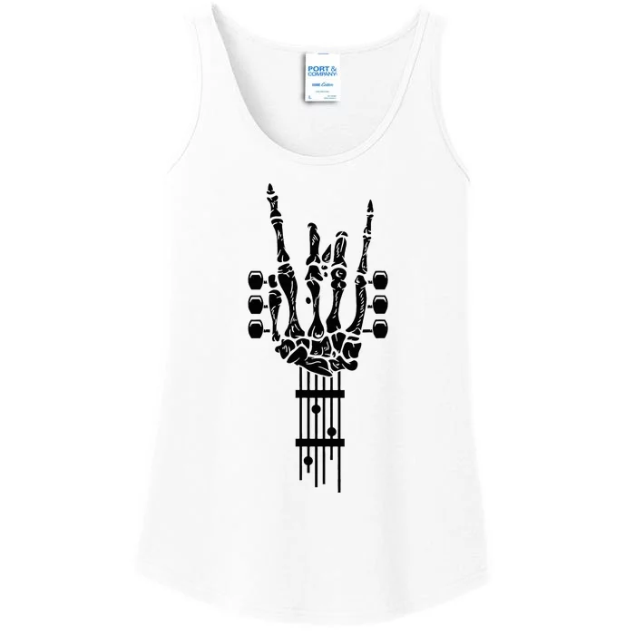 Rock & Roll Skeleton Design Guitar Music Lover Gift Ladies Essential Tank