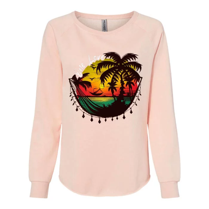 Rasta Reggae Sunset One Love Rastafari Jamaican Womens California Wash Sweatshirt