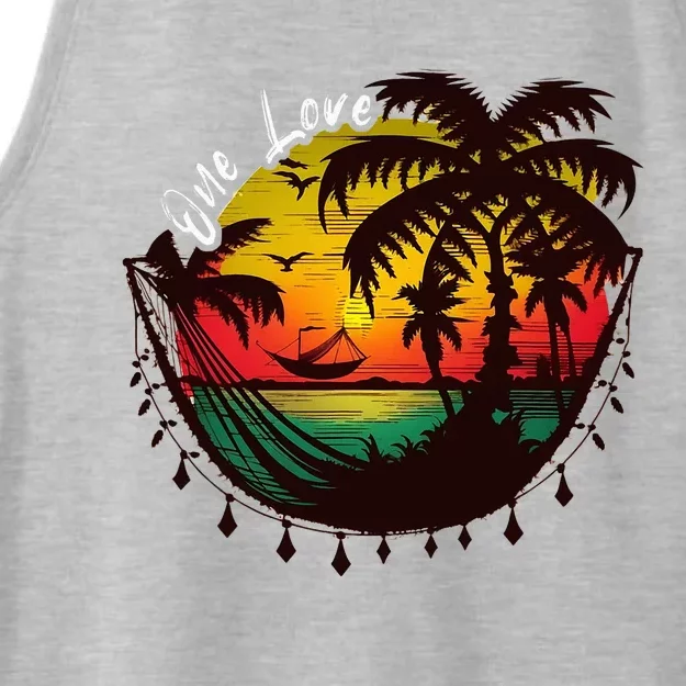 Rasta Reggae Sunset One Love Rastafari Jamaican Ladies Tri-Blend Wicking Tank