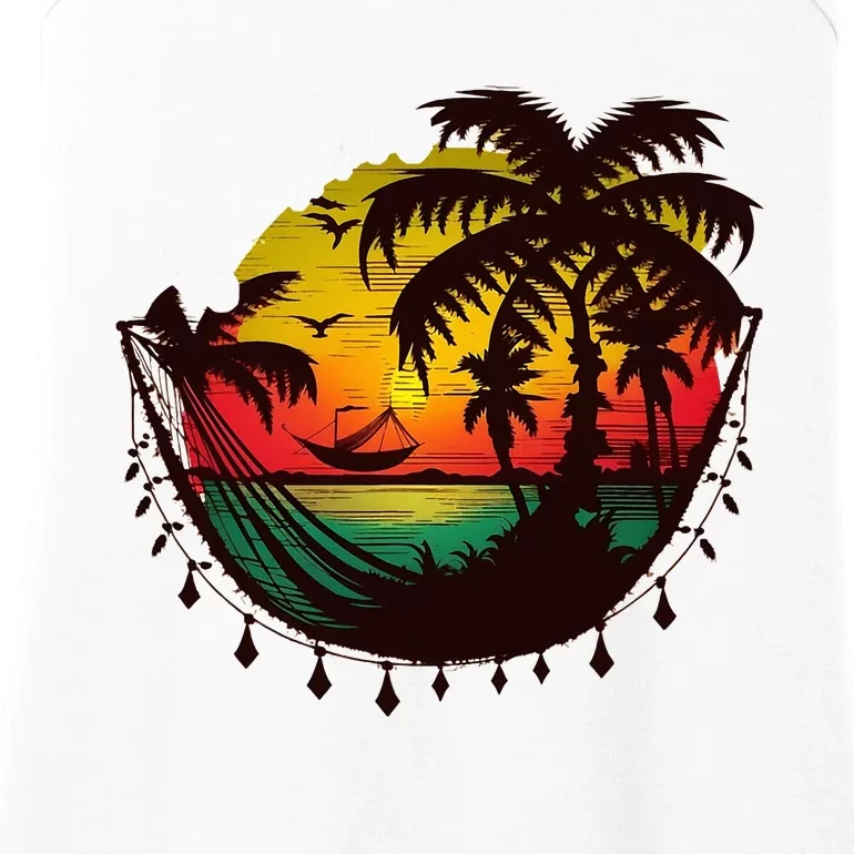 Rasta Reggae Sunset One Love Rastafari Jamaican Ladies Essential Tank