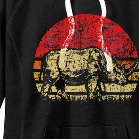 Retro Rhinoceros Safari Rhino Lover Endangered Animals Women's Fleece Hoodie