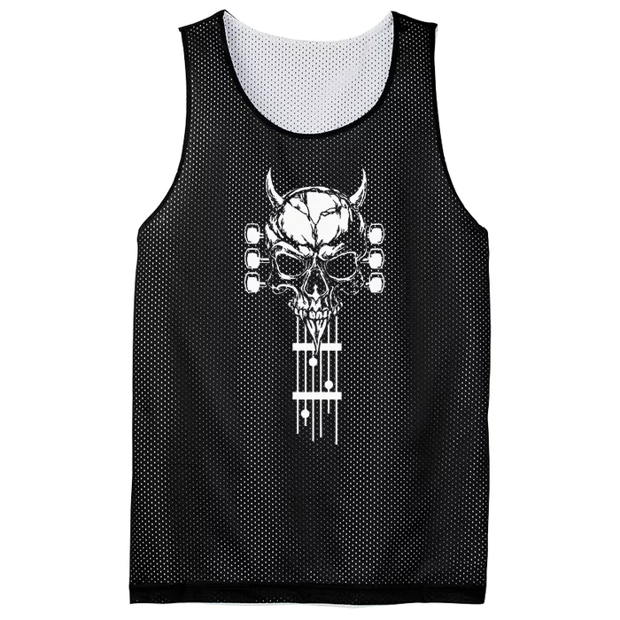 Rock & Roll Skull Skeleton Guitar Music Lover Mesh Reversible Basketball Jersey Tank