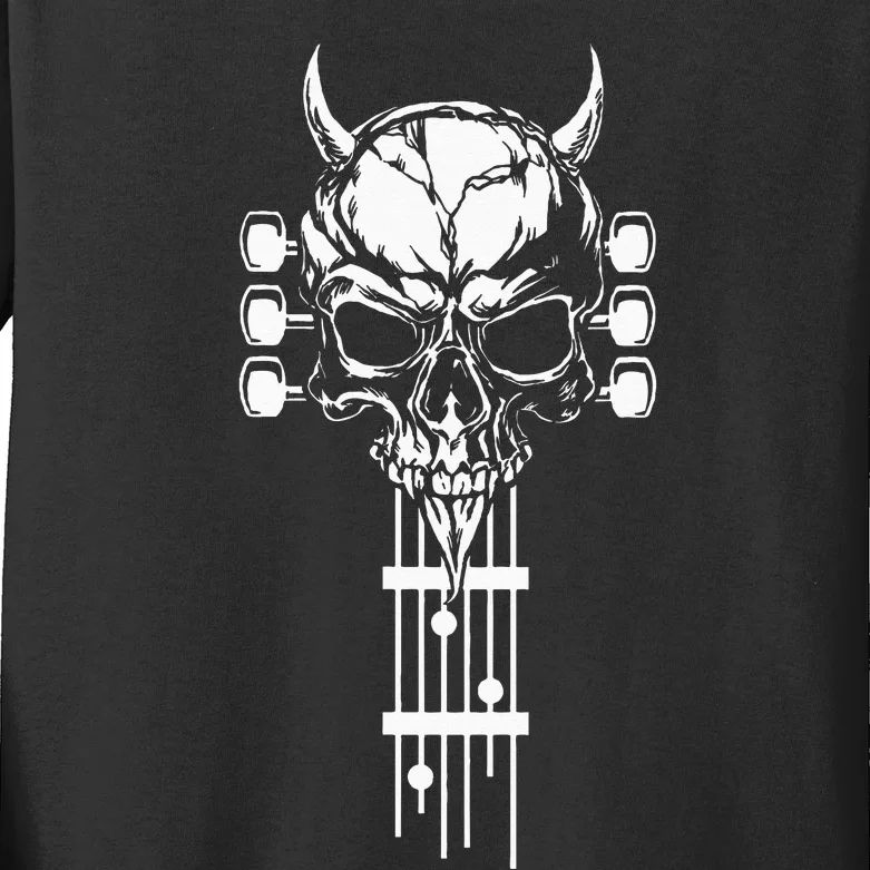 Rock & Roll Skull Skeleton Guitar Music Lover Kids Long Sleeve Shirt