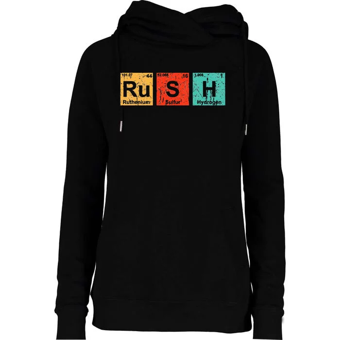 Rush (Ru S H) Periodic Table Elements Funny Womens Funnel Neck Pullover Hood