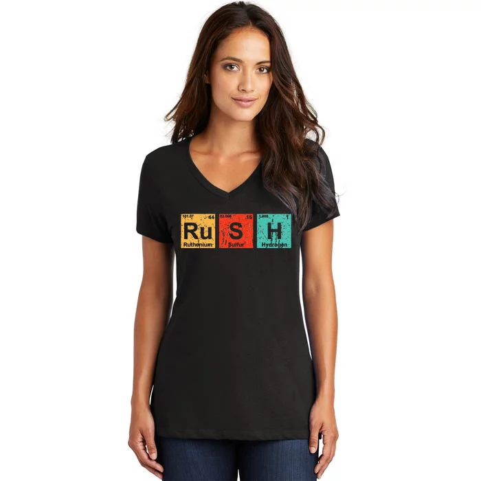 Rush (Ru S H) Periodic Table Elements Funny Women's V-Neck T-Shirt