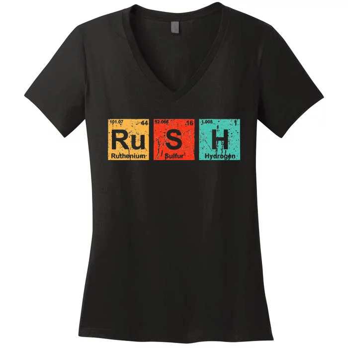 Rush (Ru S H) Periodic Table Elements Funny Women's V-Neck T-Shirt