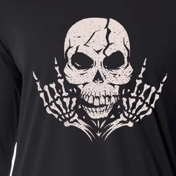 Rock & Roll Skull Skeleton Guitar Player For Music Lover Cooling Performance Long Sleeve Crew