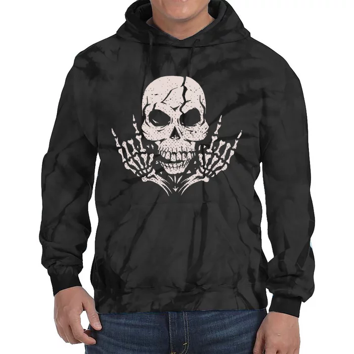 Rock & Roll Skull Skeleton Guitar Player For Music Lover Tie Dye Hoodie