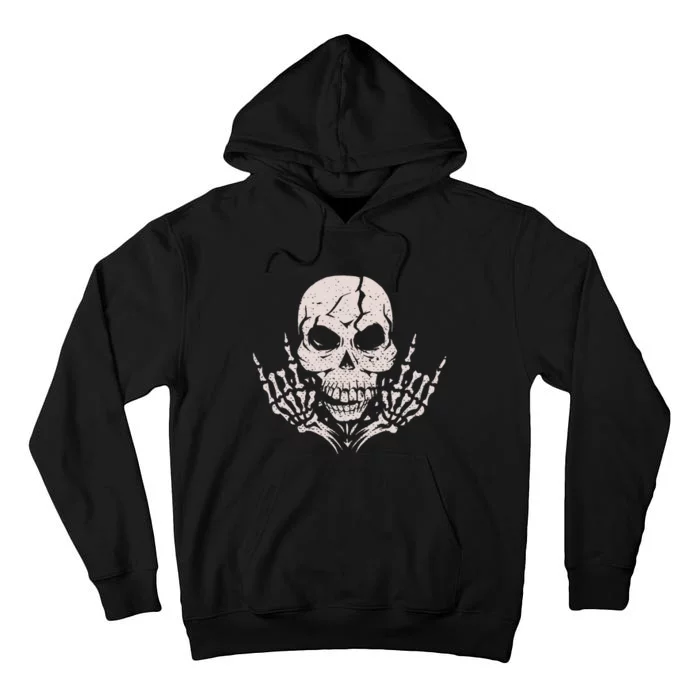 Rock & Roll Skull Skeleton Guitar Player For Music Lover Tall Hoodie