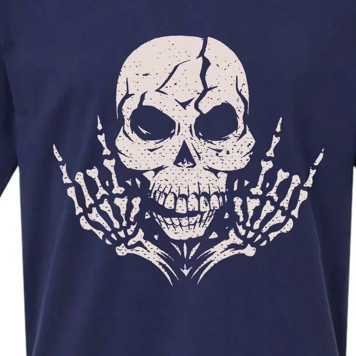 Rock & Roll Skull Skeleton Guitar Player For Music Lover Sueded Cloud Jersey T-Shirt