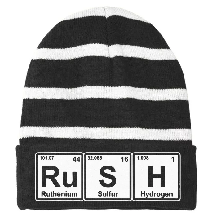 Rush (Ru S H) Periodic Table Elements Striped Beanie with Solid Band