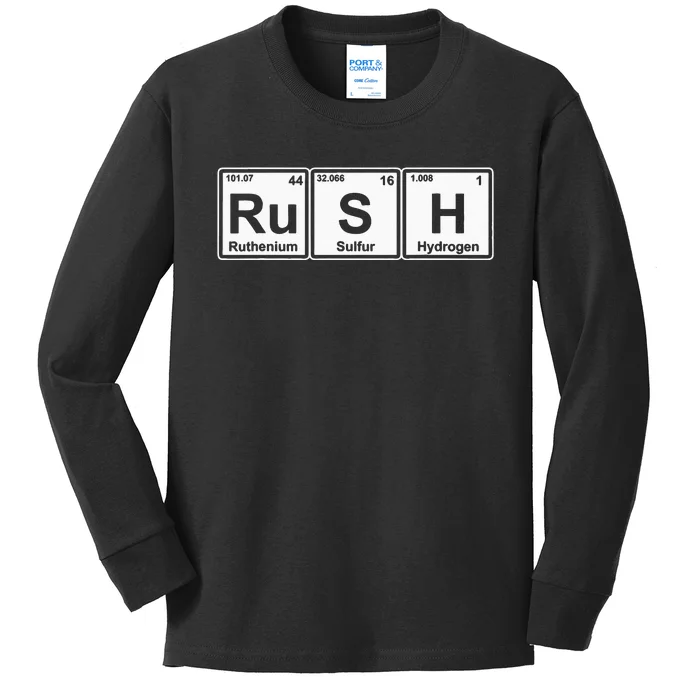 Rush (Ru S H) Periodic Table Elements Kids Long Sleeve Shirt