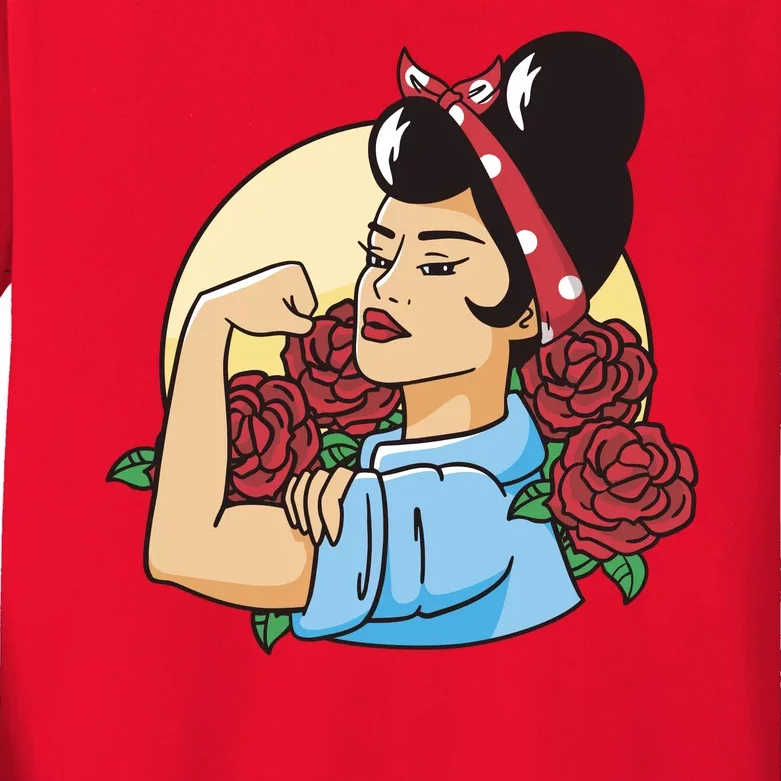 Rockabilly Rosie Strong Kids Long Sleeve Shirt