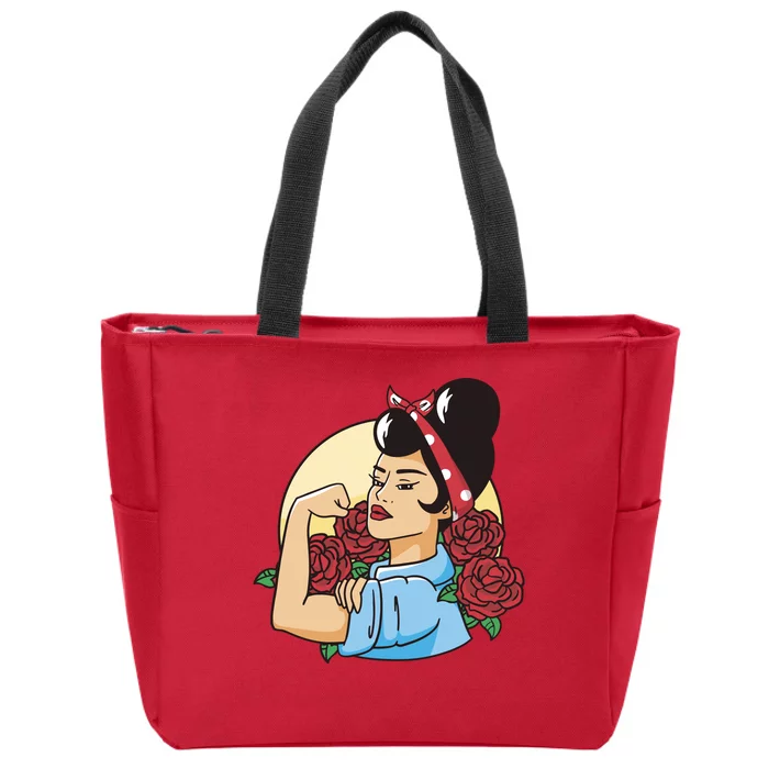 Rockabilly Rosie Strong Zip Tote Bag