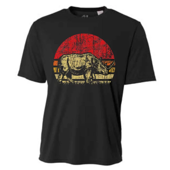 Retro Rhinoceros Safari Rhino Lover Endangered Cooling Performance Crew T-Shirt