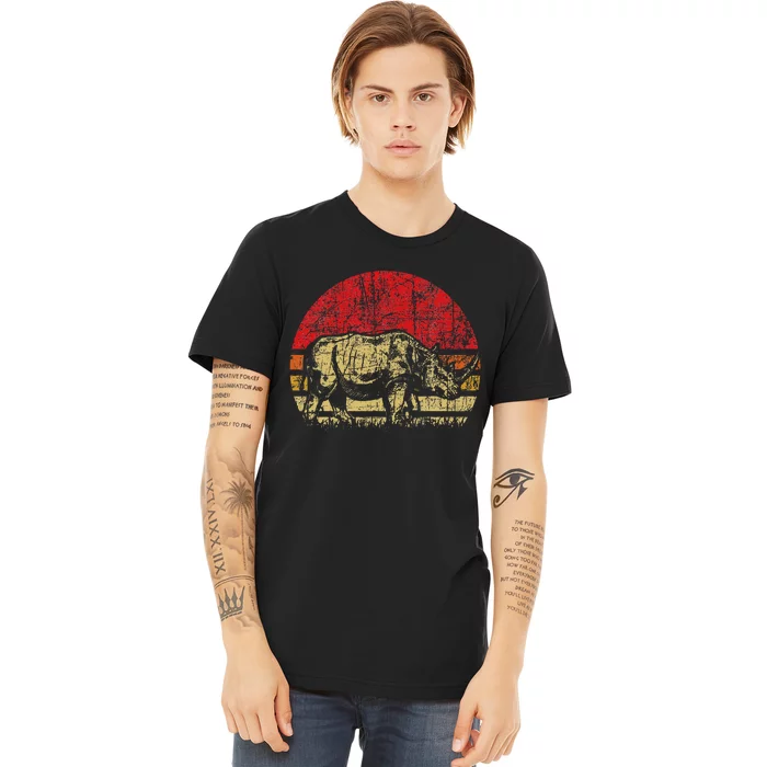 Retro Rhinoceros Safari Rhino Lover Endangered Premium T-Shirt