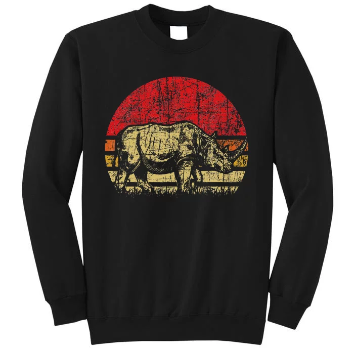 Retro Rhinoceros Safari Rhino Lover Endangered Tall Sweatshirt