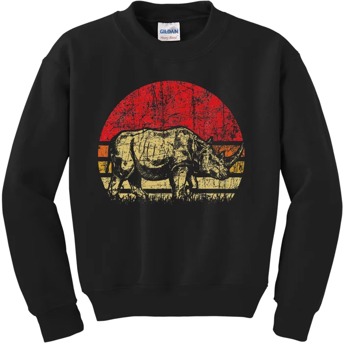 Retro Rhinoceros Safari Rhino Lover Endangered Kids Sweatshirt