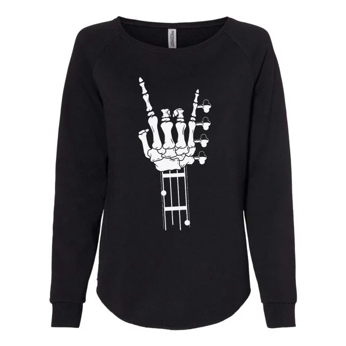 Rock & Roll Skeleton Bass Guitar Music Lover Womens California Wash Sweatshirt