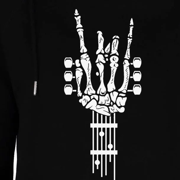 Rock & Roll Skeleton Bass Guitar Music Lover Womens Funnel Neck Pullover Hood