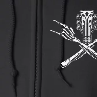 Rock & Roll Skeleton Guitar Rock Heavy Metal Lover Full Zip Hoodie