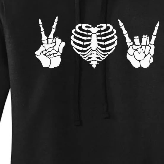 Rock & Roll Skeleton Hand Halloween Music Concert Costume Women's Pullover Hoodie